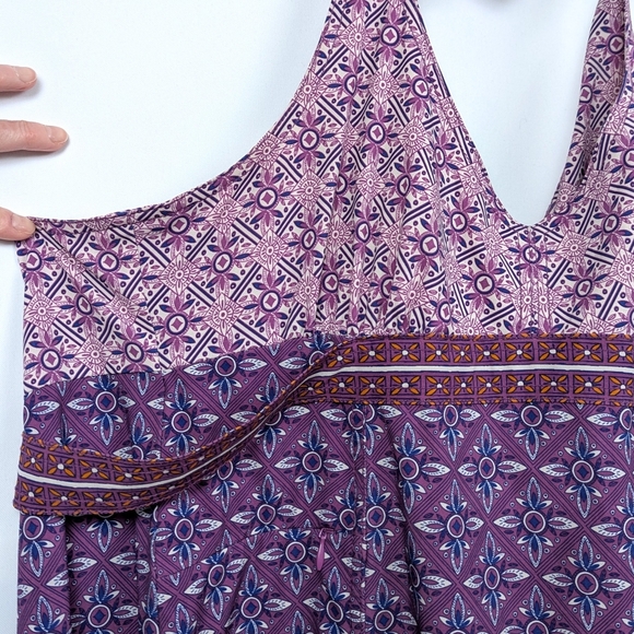 Athleta Pack Everywhere Halter Dress Athleisure Mixed Print Purple size 12 Tall - Picture 8 of 16